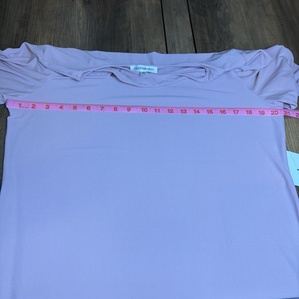 NWT*I Perception Concept Womens XL Pink Cutout Top Coquette Ruched Sleeve - Picture 14 of 14
